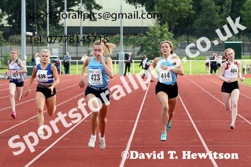 Women and Girls 300 metres, 2021 North Eastern Track and Field Champs., Middesbrough. Photo: David T. Hewitson/Sports for All Pics